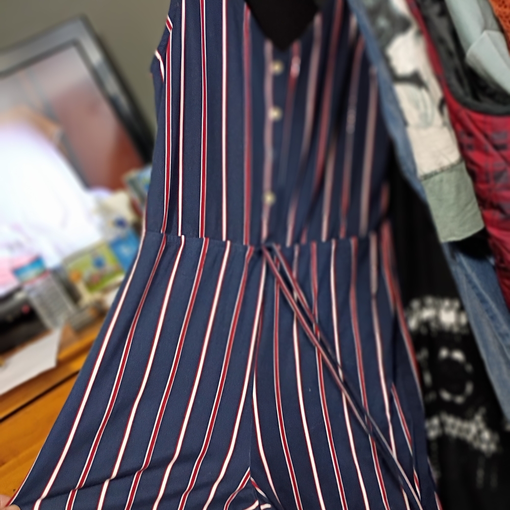 Rue21 Navy and Red Striped Kids Romper